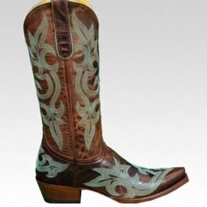 Old Gringo Women 9B Western Embroidered Boots BrownDiego Rust Turquoise Cowgirl